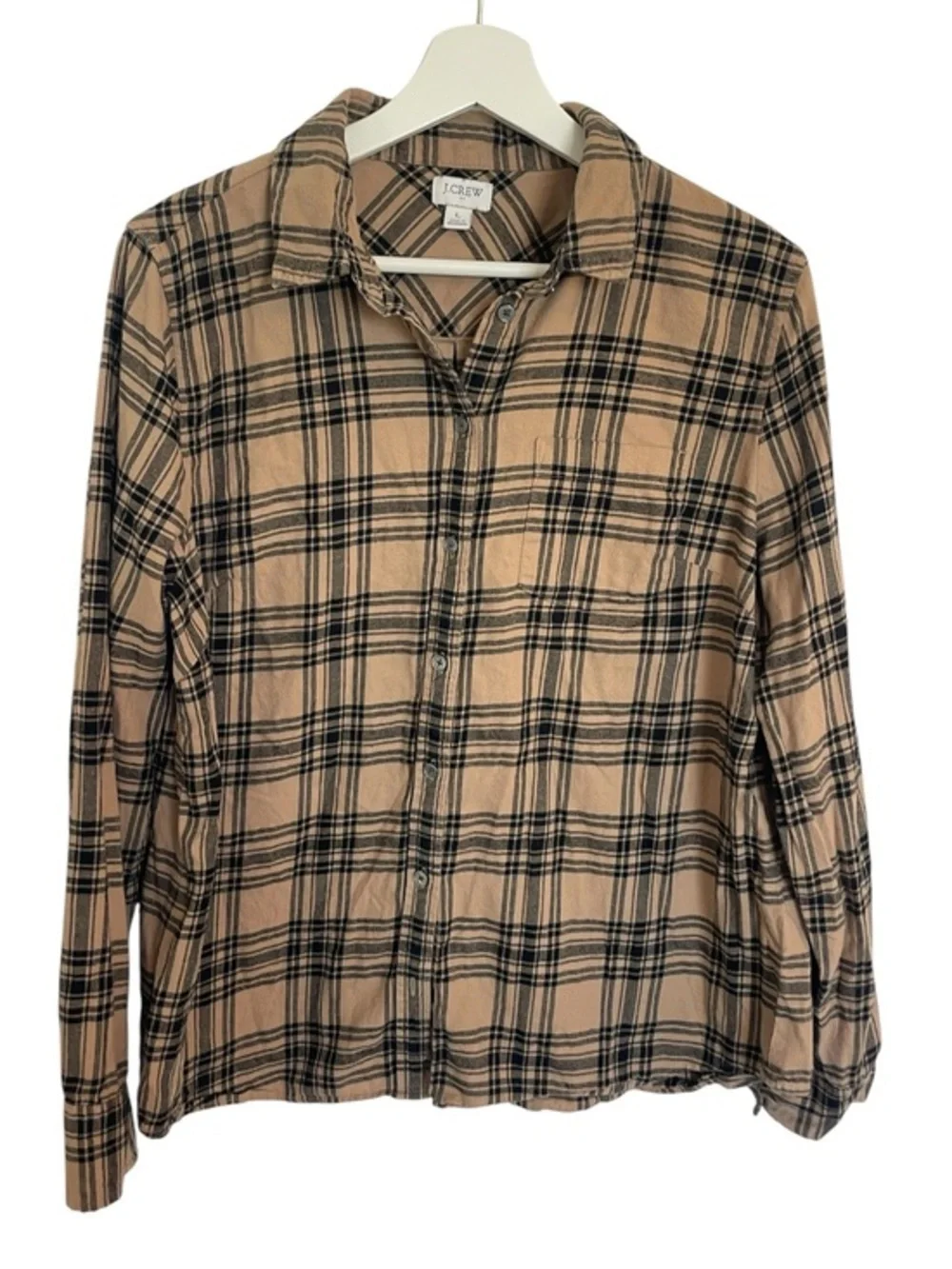 J Crew Plaid Tan Button Down Shirt